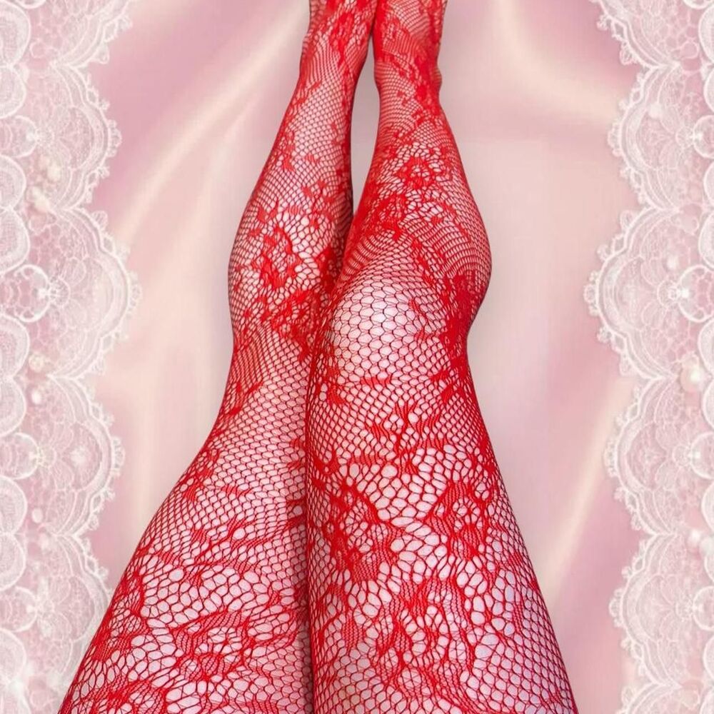 Women's Red and Burgundy Hosiery-tights